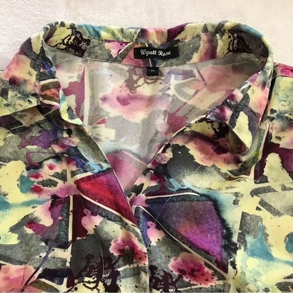 Wyatt Rose abstract art print blouse size XL - Picture 3 of 10